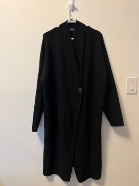 Zara Black Single-Button Long Pea Coat